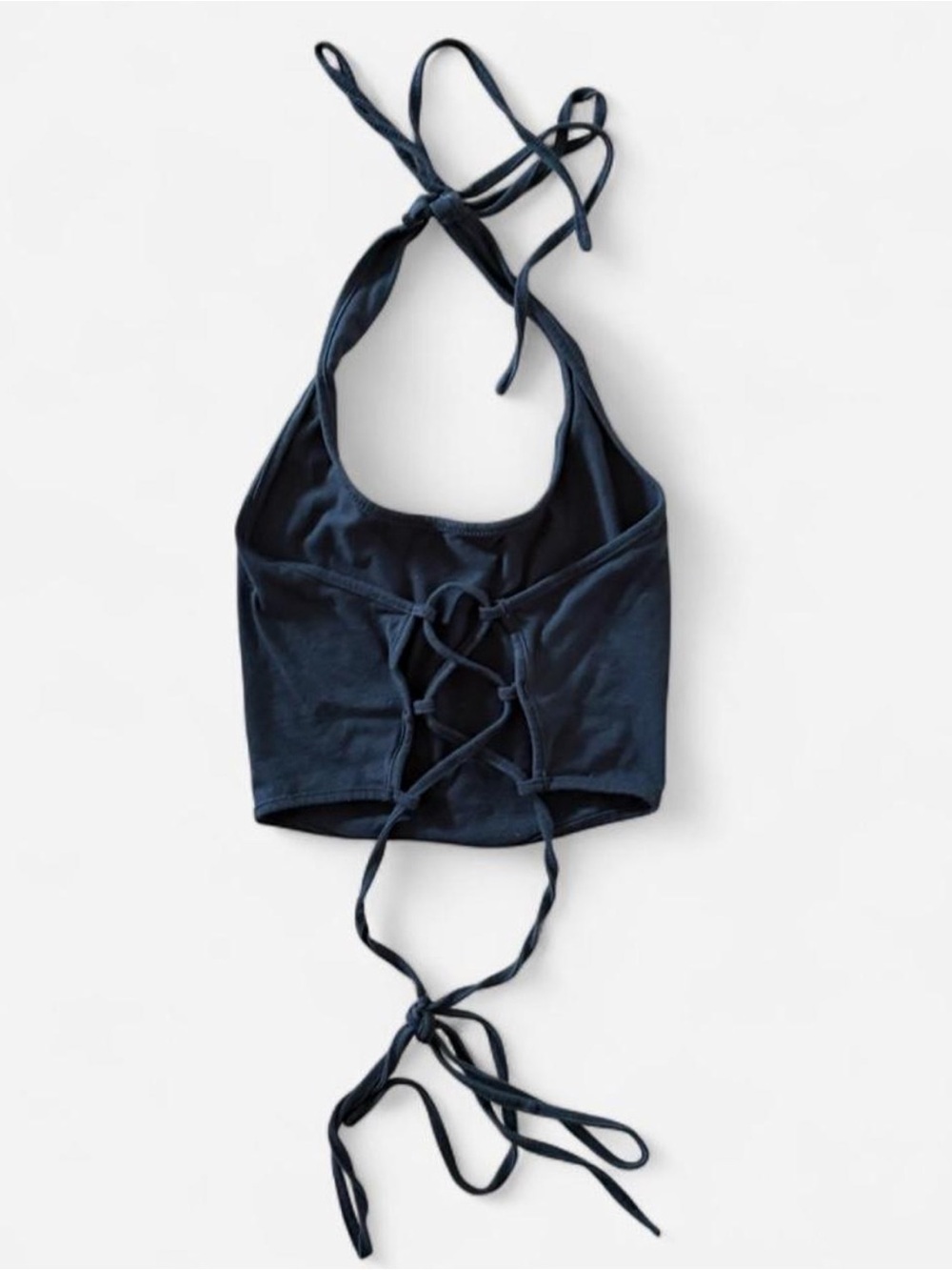 Shein lil black strappy neck tie Halter Cami Top with back lace- up closure xs